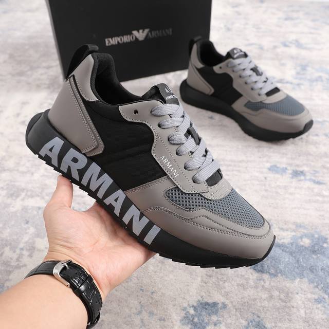 [Armani Exchange] Ax 2023新款 原版1:1设计 高端精品细节考究鞋面采用进口多种材料拼接 运动内里 原版pu与橡胶组合大底 时尚休闲 值