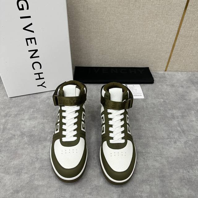 Gvx新品 Givenchx 纪梵-希 G4系列 高帮运动鞋高帮靴 官方售价 Rmb 进口光滑牛皮系带拼接撞色设计 踝部环饰可拆卸givenchx Logo织带