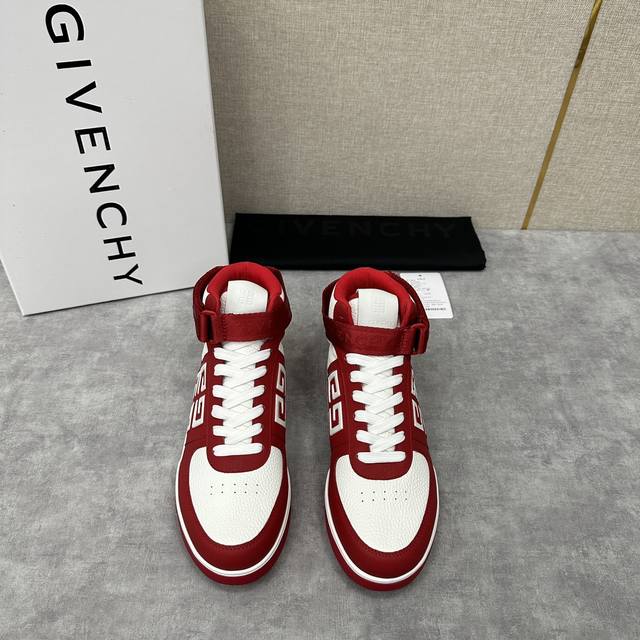 Gvx新品 Givenchx 纪梵-希 G4系列 高帮运动鞋高帮靴 官方售价 Rmb 进口光滑牛皮系带拼接撞色设计 踝部环饰可拆卸givenchx Logo织带