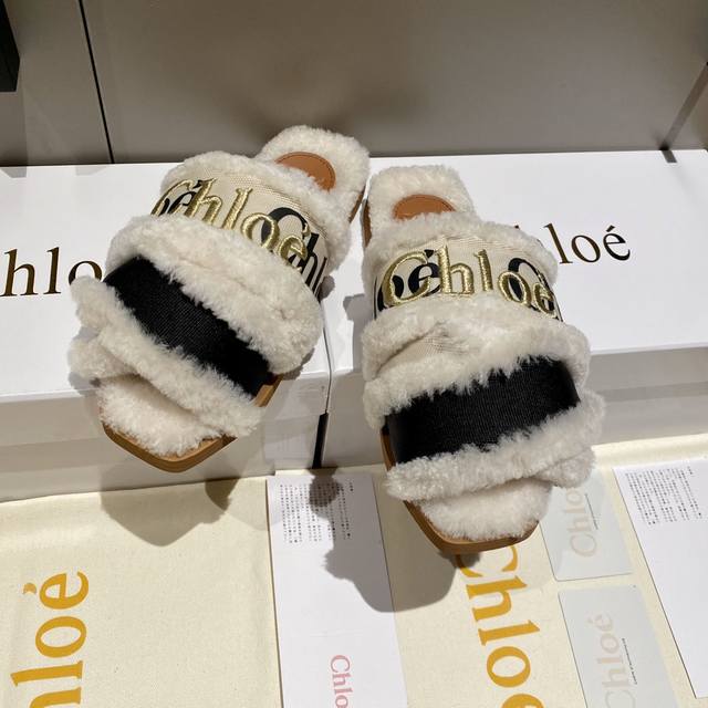 保暖羊毛 Chloe 克洛伊 最新的交叉编织带罗马拖鞋 进口定做的高密度多物料组合织带 并不是一般的帆布 3D数控防水印刷logo字样 原版私模高密度橡胶发泡鞋