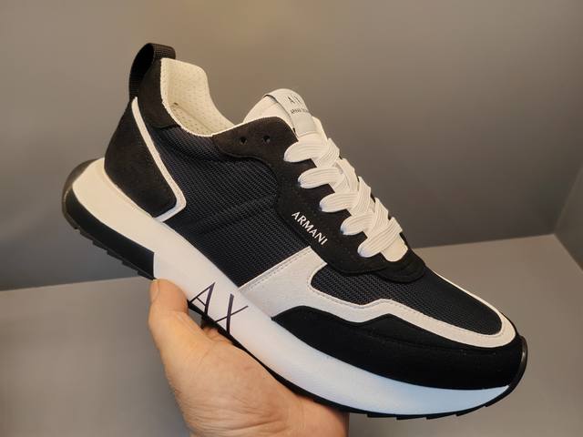 [Armani Exchange] Ax 2023新款 原版1:1设计 高端精品细节考究鞋面采用进口多种材料拼接 运动内里 原版pu与橡胶组合大底 时尚休闲 值