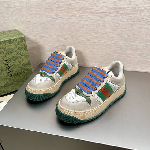 编码 Gucci/古驰 Screener系列织带厚底运动鞋出货 Screener系列运动鞋一直是经典中的经典 以70年代经典运动鞋为灵感原型 取名自体育运动中的