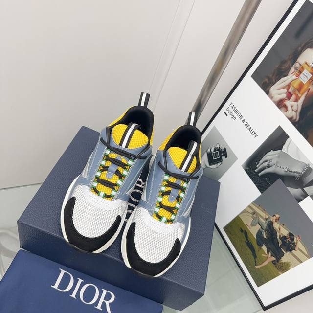 顶级版本 ) Dior Homme Sneaker B22 情侣款运动鞋 老爹鞋 面包鞋 火爆ing的dior B22系列款 采用针织面3M反光面皮革面 混搭
