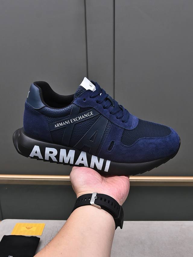 阿玛尼 2023新款上市 原版款休闲鞋本款是官方主打1:1质量 原厂名师制作 采用进口网料牛皮磨砂皮舒适网布内里 私模发泡3D打印大底 上脚超轻超舒适 完美楦型