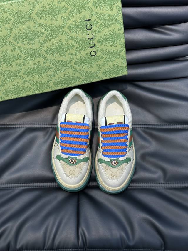GuccxI 古驰 Screener系列情侣款gg厚底运动鞋 Screener系列以70年代经典运动鞋为灵感打造 巧妙融入复古gucci标识 双色防水台鞋底 5
