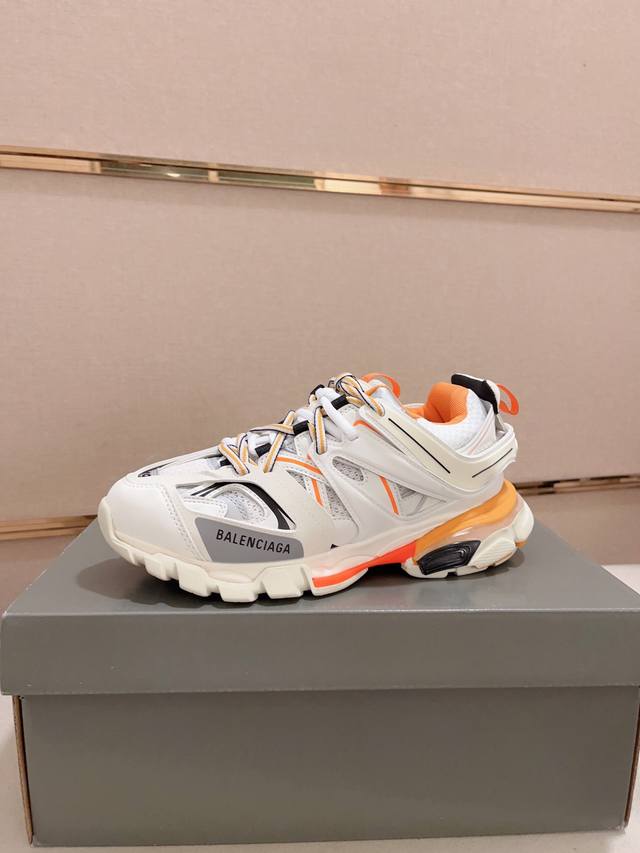 巴黎世家 后置气垫款三代户外概念鞋 BaxEnciaga Sneaker Tess S Gomma Maille White Orange 纯原版本 全新包装