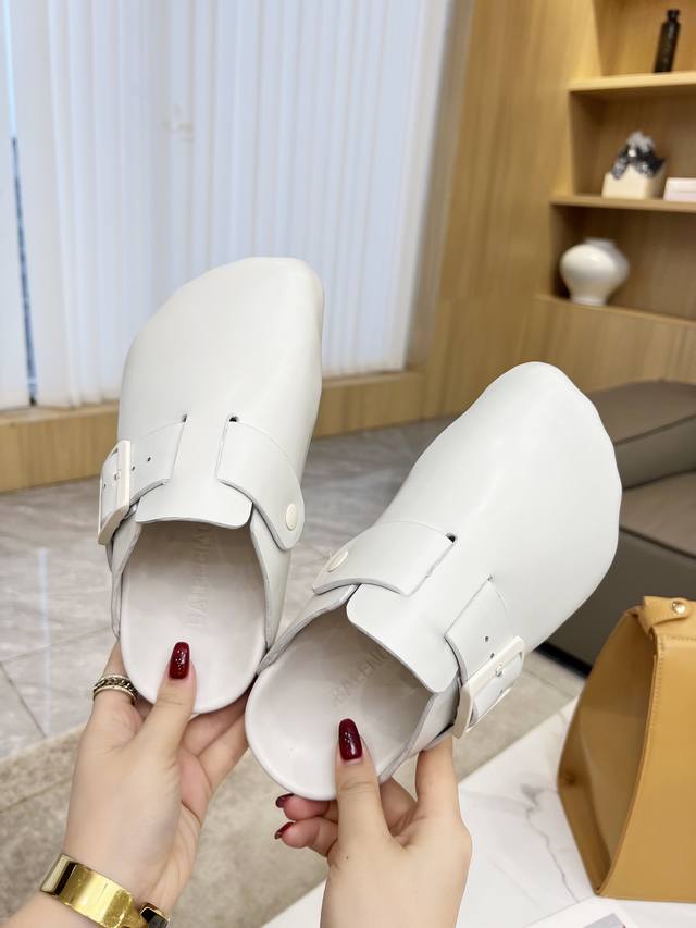 原版复刻balenciaga巴黎世家24新品时尚五指穆勒鞋白色头层牛皮男女鞋35-45