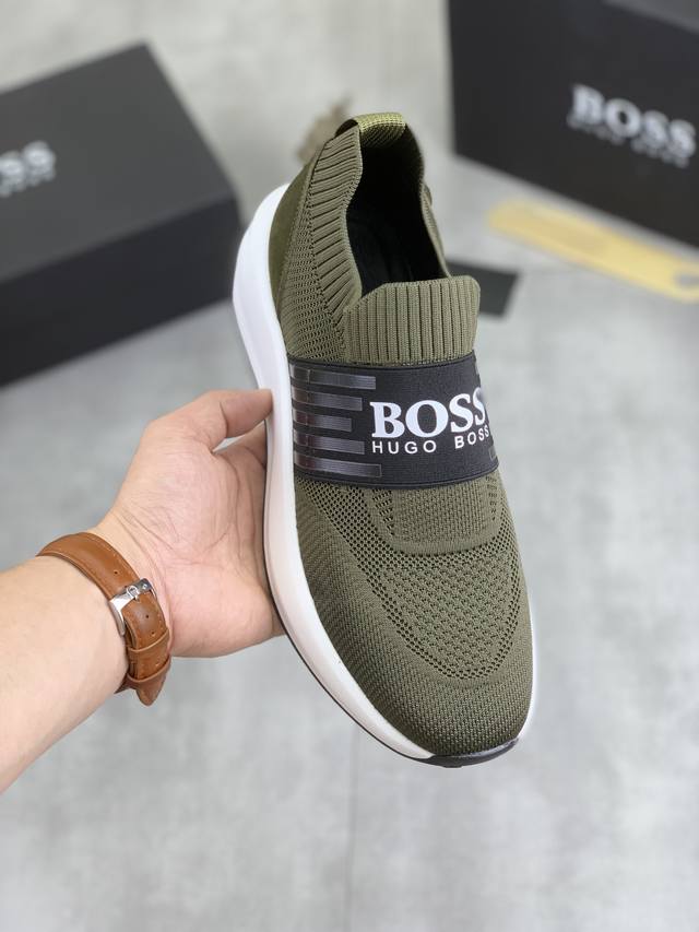 工厂价 实价 Boss 2024原版系带男鞋 经典款休闲鞋本款是官方主打经典款，1:1质量，原厂名师制作，采用进口飞织透气面料舒适透气网布內里羊皮鞋垫，完美楦型