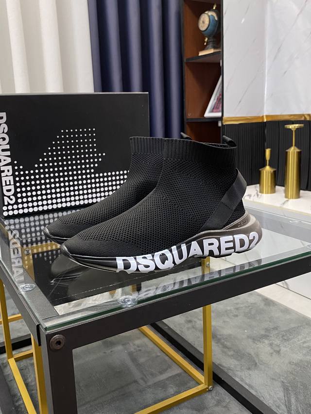 商品商标: Dsquared2 D2次方 正码码数: 38-46 商品材料: 鞋面飞织布料鞋面，羊皮垫，鞋底：原厂特供原版橡胶大底，独家活动成型底超级舒适。