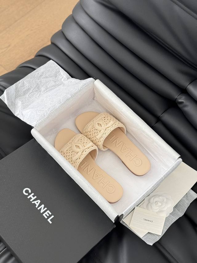 Chanel 24P新款双c编织拖鞋 新编织面料 编织鞋面 内里羊皮 真皮大底 Size:35-39 其他码数定做