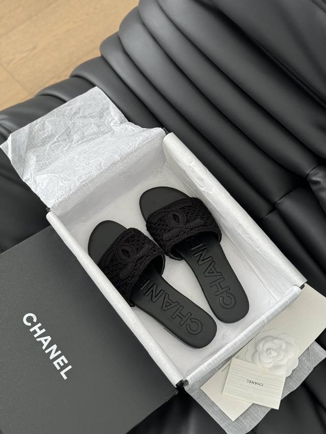 Chanel 24P新款双c编织拖鞋 新编织面料 编织鞋面 内里羊皮 真皮大底 Size:35-39 其他码数定做