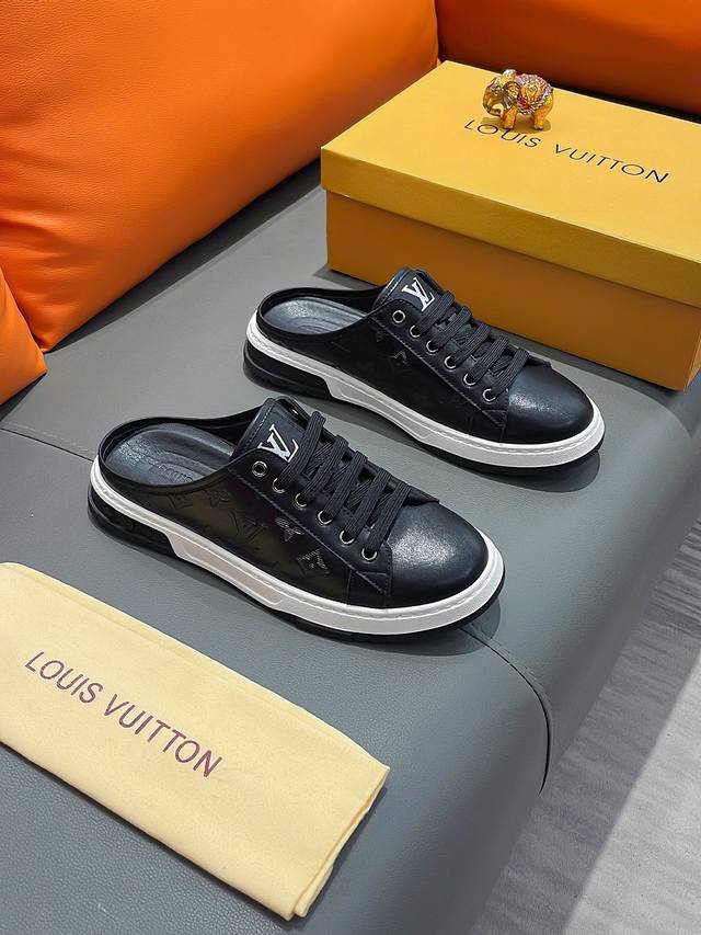 商品名称：Louis Vuitton 路易 威登 正规码数: 38-44 半拖 商品材料：精选 牛皮鞋面，柔软羊皮内里；原厂大底。