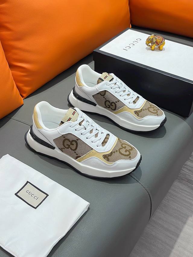 商品名称：Gucci 古驰 正规码数: 38-44 休闲鞋 商品材料：精选 牛皮鞋面，柔软羊皮垫脚，原厂特供大底。