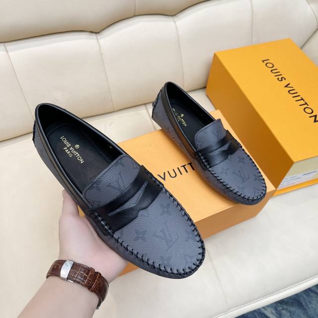 L家 2022男士豆豆鞋 Louis Vuitton 高端品质 原版包装 原版老花皮 牛皮内里 Size：38-45