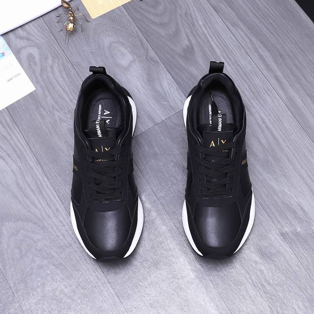 商品商标：Armani 阿玛尼 休闲鞋 正码码数: 38-44 商品材料：精选牛皮拼接鞋面 透气网内里 橡胶防滑大底