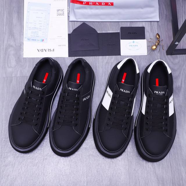 商品商标：Prada 普拉达 休闲鞋 正码码数: 38-44 商品材料：精选 头层牛皮鞋面 牛皮内里原版大底