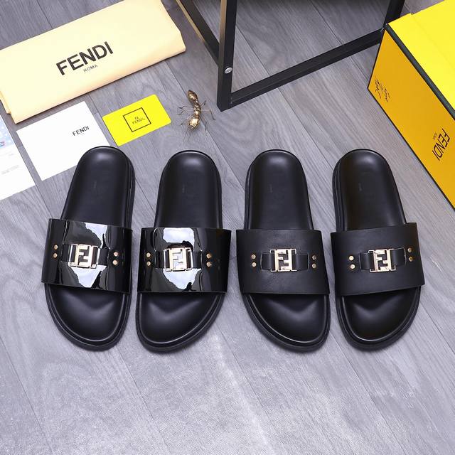 商品商标：Fendi 芬迪 拖鞋 正码码数: 38-44 45订做不退换 商品材料：精选 牛皮鞋面 脚背皮里 原版大底