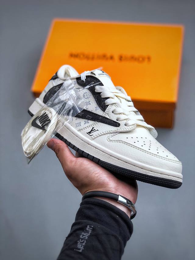 K Travis Scott X Fragment Design X Air Jordan 1 Low Og Sp Aj1 乔1 Lv经典黑纹 低帮文化休闲板鞋