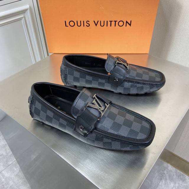 新品louis Vuitton* 高端男士休闲乐福鞋驾车鞋豆豆鞋原单顶级代购货原版进口牛皮拼接棋盘格纹pvc材质～搭配原版五金饰扣进口牛皮内里 牛皮垫脚原版橡胶