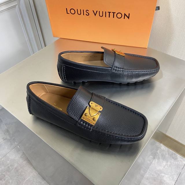 新品louis Vuitton* 高端男士休闲乐福鞋驾车鞋豆豆鞋原单顶级代购货原版进口荔枝纹牛皮搭配原版五金饰扣进口牛皮内里 牛皮垫脚原版橡胶鞋底 Size：3