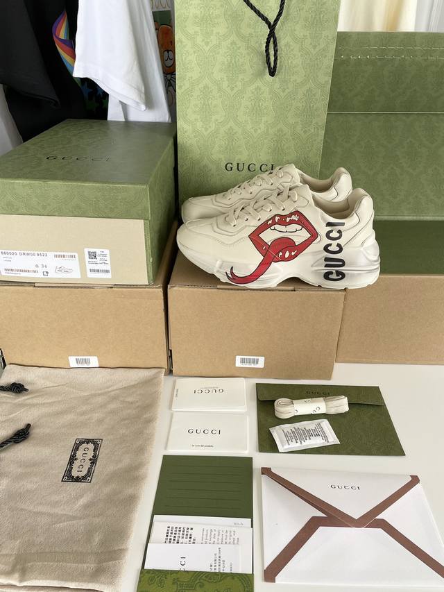 高版本gucci 老爹鞋 嘴唇 擦脏款 Size：38-44 45、46可订做