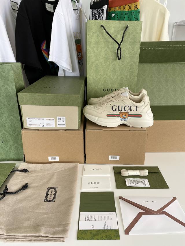 高版本gucci 老爹鞋 “小熊” 腰带 印花 Size：35-44 45、46可订做