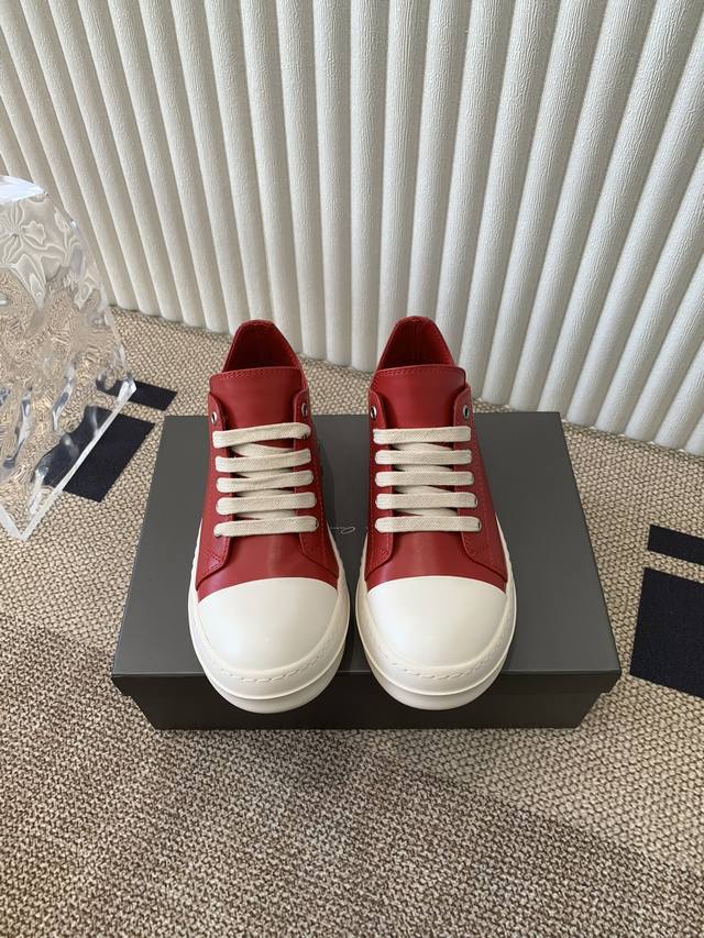 皮面 情侣款rick Owens Vans 侵权款王炸单品 质感满分颜值超高 Yyds 太好搭配了 原版定制大底，有独特的奶香味 码数:女35-42、男38-4