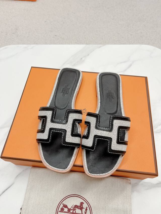 顶级版本，Hermes 爱马仕2022早春新款 拼接工艺全新改版 Hermès 包装升级版型做工材料升级～Hermes市场最高版本纯手工拖鞋 2022早春新款原