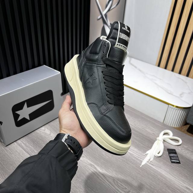 匡威新款情侣装高帮运动鞋Rick Owens DRKSHDW x Converse Turbodrk Weapon联名款，最新時尚高帮蓝球鞋，潮流百搭之款，鞋面