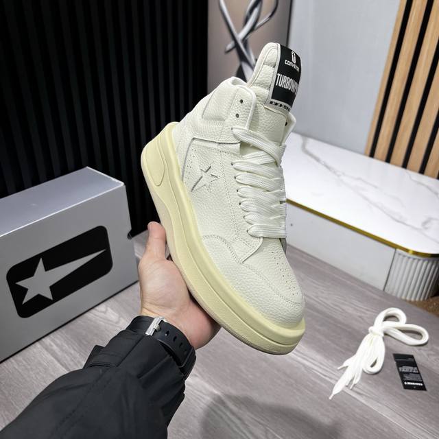 匡威新款情侣装高帮运动鞋Rick Owens DRKSHDW x Converse Turbodrk Weapon联名款，最新時尚高帮蓝球鞋，潮流百搭之款，鞋面