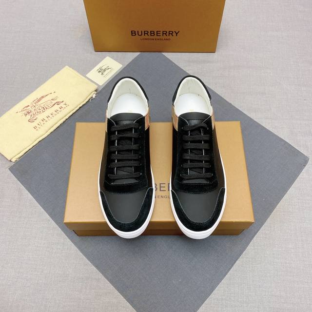 Burberry 巴宝莉新款男士休闲鞋！经典条纹布搭配进口头层丝绸小牛皮配高丝光磨砂皮 全真绵羊皮内里非常舒适，原版大底，两色选、细节决定品质，欢迎对比，码数：