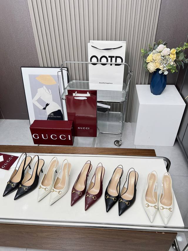 工厂价 女装女鞋 运动原单原单品质gucci2025春夏新品牛皮压花高跟鞋，顶级品质发售购入正品开发原版压花工艺经典双G老花面，内里羊皮配合意大利原板材质与工艺